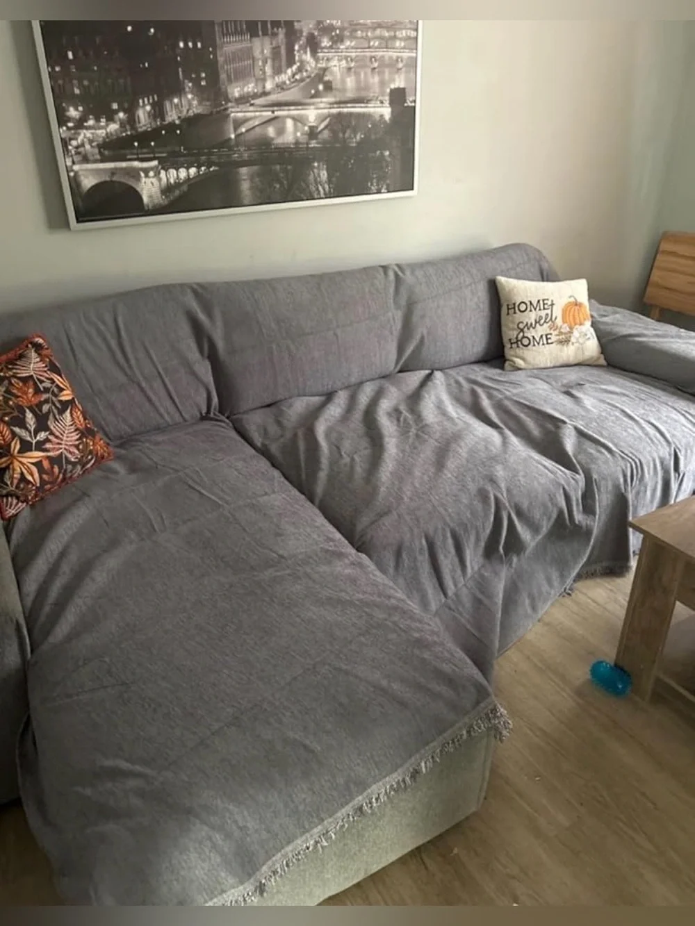Gray Chenille Sofa Cover Throw Blanket 71” x 134” Machine Washable